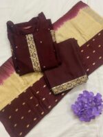 Deep Maroon Chanderi Silk Embroidered Kurta, Pant & Dupatta Set - Image 2