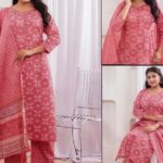 Rose Pink Floral 3-Piece Cotton Suit Set