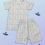 Pure Cotton Half Sleeves Beach Day Doodle Print T-shirt & Shorts