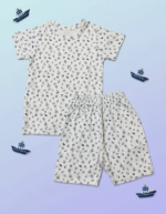 Pure Cotton Half Sleeves Beach Day Doodle Print T-shirt & Shorts