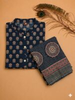 Indigo Blue Cotton Printed Kurta & Palazzo Pant Set - Image 2