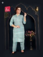 Aqua Blue Geometric Mandala Printed Cotton Kurta & Pant Co-Ord Set - Image 2