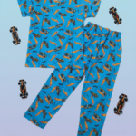 Pure Cotton Half Sleeves Electric Blue Hot Track Print T-shirt & pant