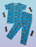 Pure Cotton Half Sleeves Electric Blue Hot Track Print T-shirt & pant