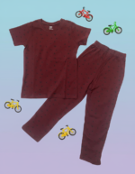 Pure Cotton Half Sleeves Maroon Free-Flyer Print T-shirt & pant