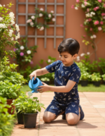 Pure Cotton Half Sleeves Midnight Sailboat Print T-shirt & Shorts - Image 2