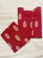 Brick Red & Ivory Printed Straight Kurta with Palazzo Set - Image 2