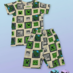 Pure Cotton Half Sleeves Gamer Mode Block-Print T-shirt & Shorts