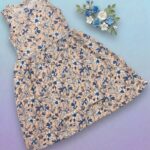Girls Sleeveless Printed Dress – Apricot with Floral