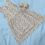 Girls Sleeveless Printed Dress – Beige