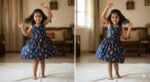 Girls Sleeveless Printed Dress – Holiday print - Image 2