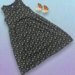 Girls Sleeveless Printed Dress – Black Meadow Dream