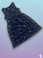Girls Sleeveless Printed Dress – Midnight Pink Stars
