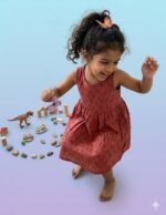 Girls Sleeveless Printed Dress - Terracotta - Image 2