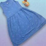 Girls Sleeveless Printed Dress – Ice Blue