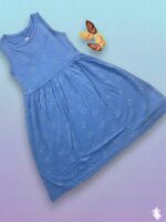 Girls Sleeveless Printed Dress – Ice Blue