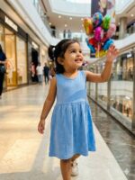 Girls Sleeveless Printed Dress – Ice Blue - Image 2