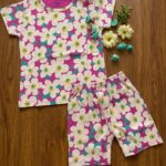Girls Cotton Retro Floral Printed T-shirt & shorts