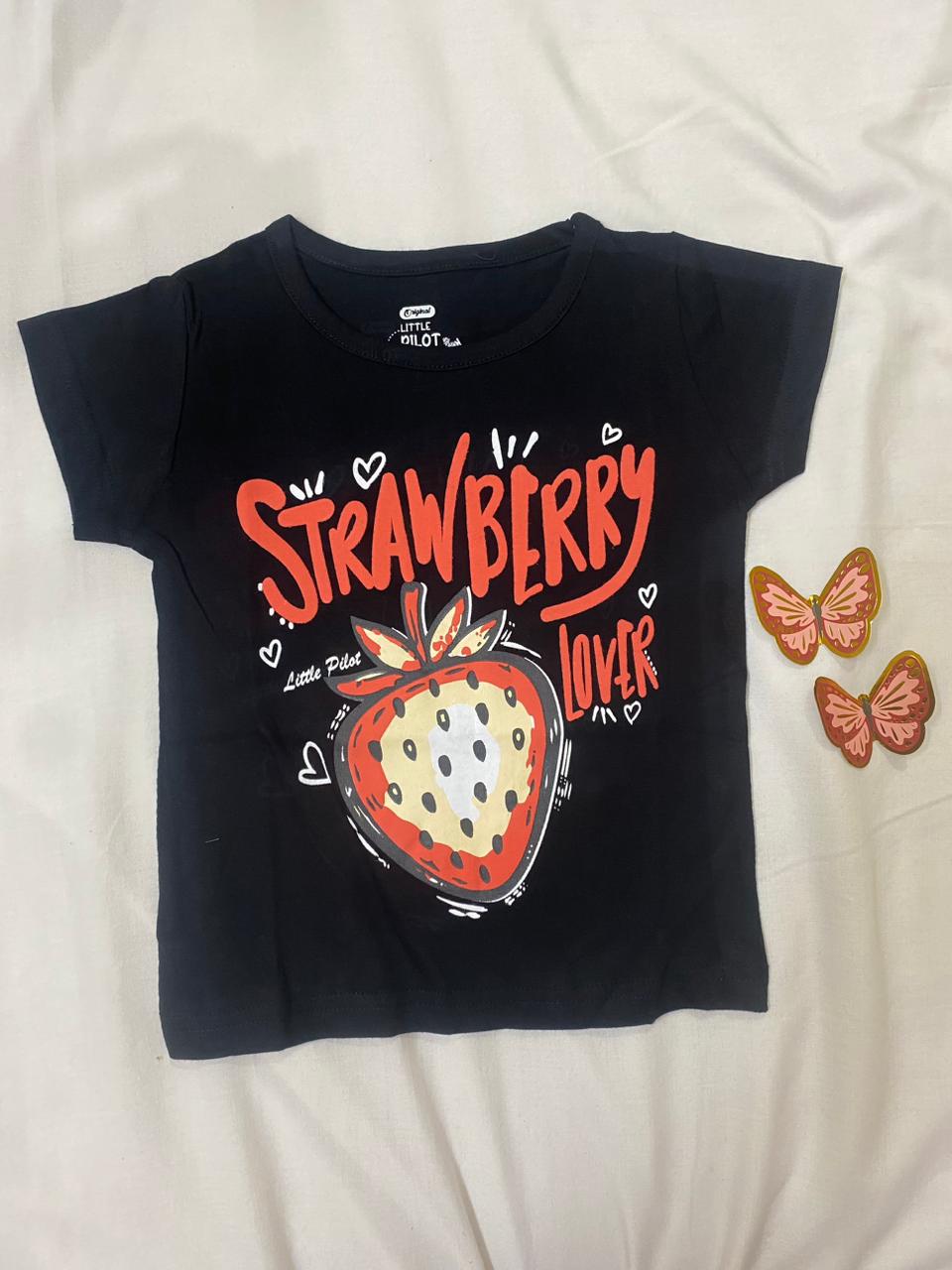 GTshirt_Berry Girls Cotton Crew Neck Printed T-Shirt – Berries - Image 1