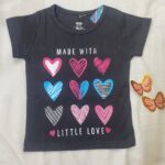 Girls Cotton Crew Neck Printed T-Shirt – Hearts