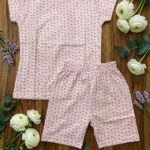 Girls Cotton Blush Pink Printed T-shirt & shorts