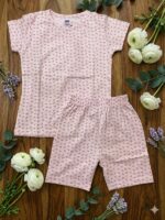 Girls Cotton Blush Pink Printed T-shirt & shorts