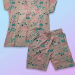 Girls Cotton Playful Cartoon Printed T-shirt & shorts