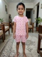Girls Cotton Miniature Heart Printed T-shirt & shorts - Image 2