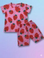Girls Cotton Sweet Berry Printed T-shirt & shorts