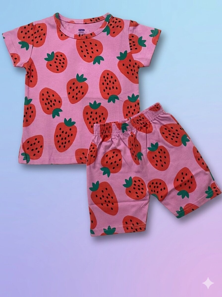 Gcord_Sweet Berry Girls Cotton Sweet Berry Printed T-shirt & shorts - Image 1