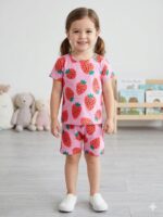 Girls Cotton Sweet Berry Printed T-shirt & shorts - Image 2