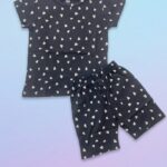 Girls Cotton Graphite Triangle Printed T-shirt & shorts