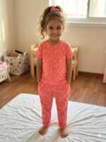 Pure Cotton Half Sleeves Cozy Coral Meadow Print T-shirt & pant - Image 2