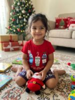 Girls Cotton Half Sleeves Holiday Print T-shirt & shorts - Image 2