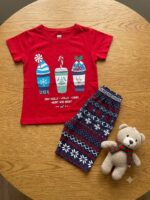 Girls Cotton Half Sleeves Holiday Print T-shirt & shorts