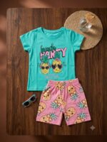 Girls Cotton Half Sleeves party Print T-shirt & shorts
