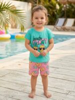 Girls Cotton Half Sleeves party Print T-shirt & shorts - Image 2