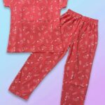 Pure Cotton Half Sleeves Cozy Coral Meadow Print T-shirt & pant