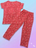Pure Cotton Half Sleeves Cozy Coral Meadow Print T-shirt & pant