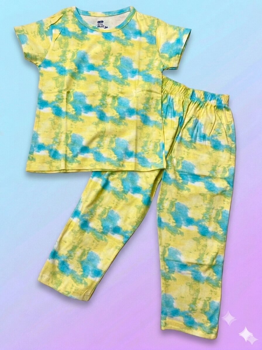 Gset_dreamCloud Pure Cotton Half Sleeves Dreamy Cloud Print T-shirt & pant - Image 1