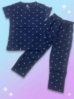 Pure Cotton Half Sleeves Midnight Blue Print T-shirt & pant - Image 2