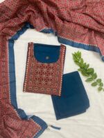 solid teal blue cotton Ethnic Kurta Set (Copy) - Image 2