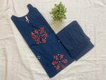 Navy Blue Dabbu Cotton Co-ord Kurta Palazzo Set - Image 2
