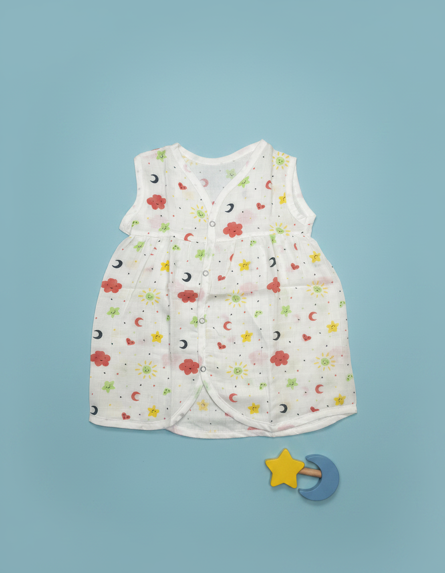 JablaCFrock_LovelySky Cloud Soft comfortable Muslin frocks C cut – Lovely Sky - Image 1