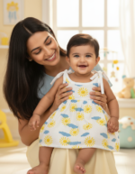 Cloud Soft comfortable Muslin knot frocks – Sunny sky - Image 3