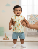 Cloud Soft comfortable Muslin button Jabla – Carrot field - Image 2