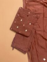 Cotton Mauve Taupe Striped & Embroidered 3-Piece set - Image 2