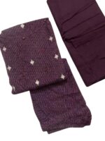 Cotton Wine Purple Striped & Embroidered 3-Piece set - Image 2