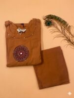 Ochre Peach Cotton Dhabu Mandala Co-ord Set - Image 2