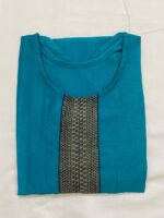 Peacock Blue Slub Cotton Straight Kurta - Image 2